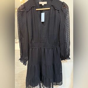 Loft Petite Women’s Black Clip Dot Dress Size 4P NWT